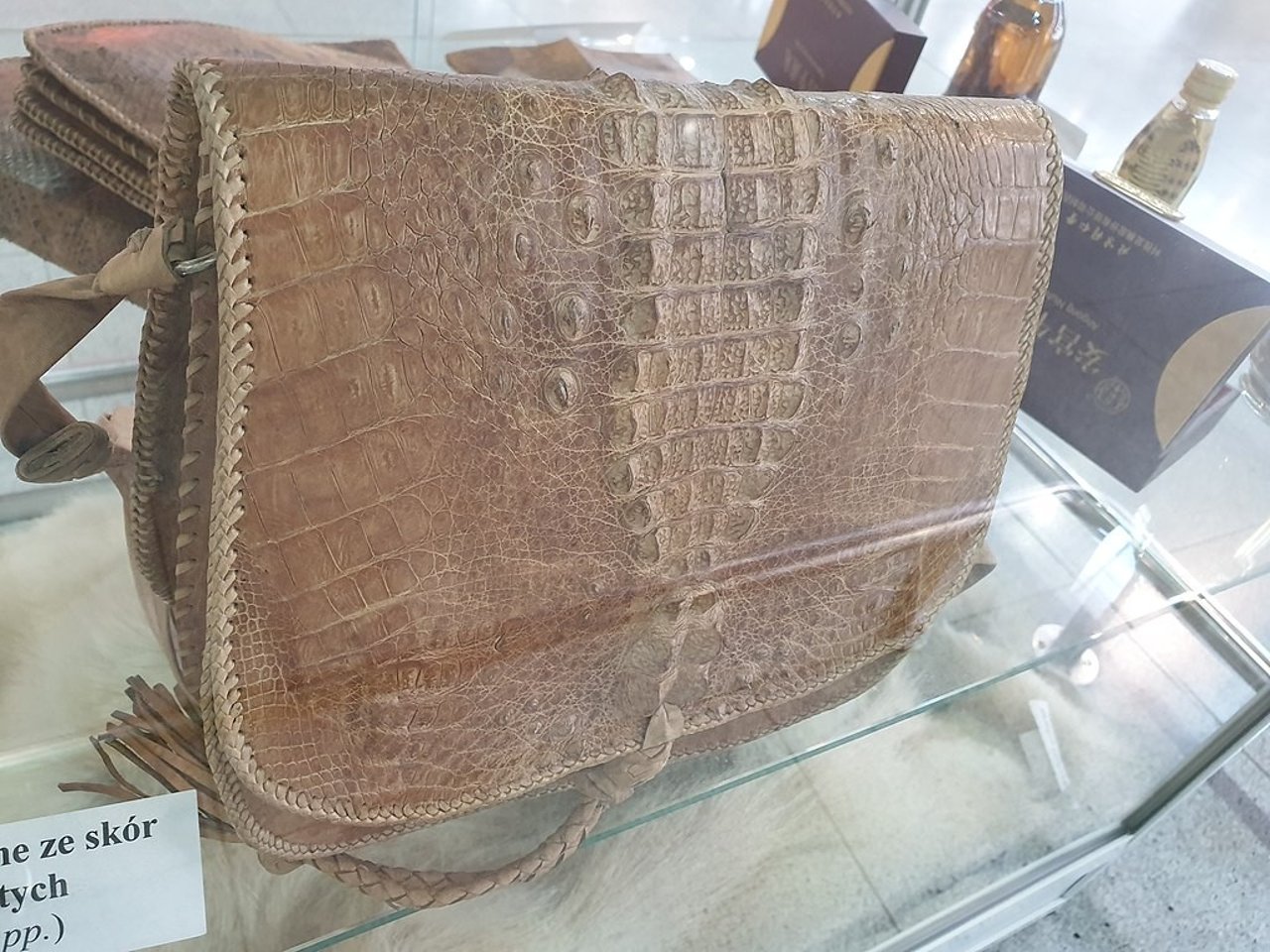 Een tas gemaakt van krokodillenleer