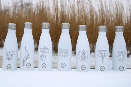 Flessen in de sneeuw